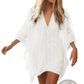Embroidered Lace v Neck Beach Cover Up Dress