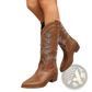 Embroidered Western Cowboy Boots Pointed Toe Chunky Heel