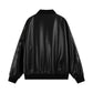 Men's Embroidered Stand Collar Pu Leather Statement Jacket