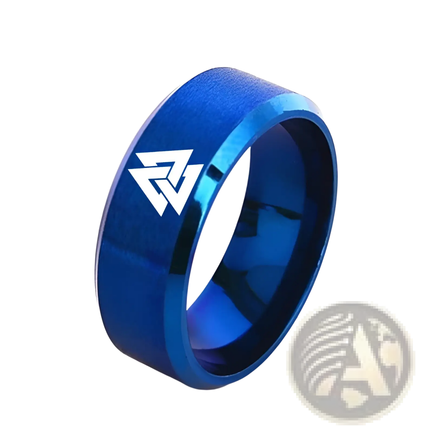 Engraved Valknut Viking Symbol Stainless Steel Band Ring