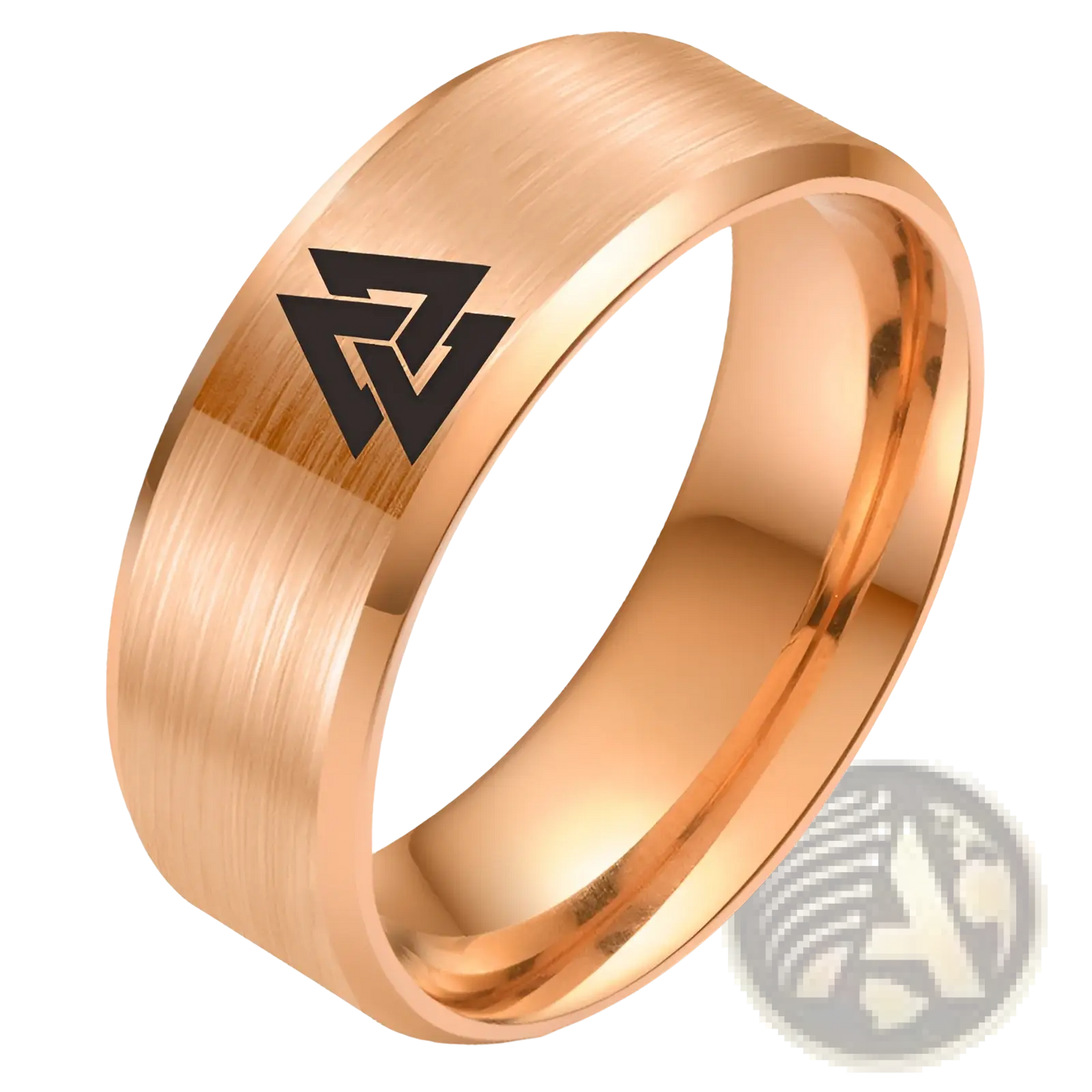 Engraved Valknut Viking Symbol Stainless Steel Band Ring