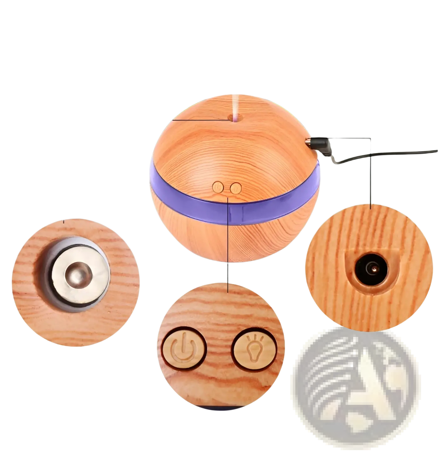 Essential Oil Diffuser 300ml Usb Wood Grain Humidifier