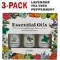 Essential Oil Set Lavender Tea Tree Peppermint 3 Pack