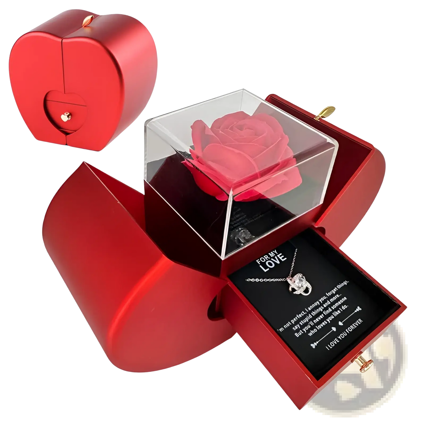 Eternal Rose Apple Jewelry Box with Hidden Necklace Drawer