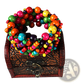 Exotic Multicolored Wooden Beaded Stretch Bracelet with Charms