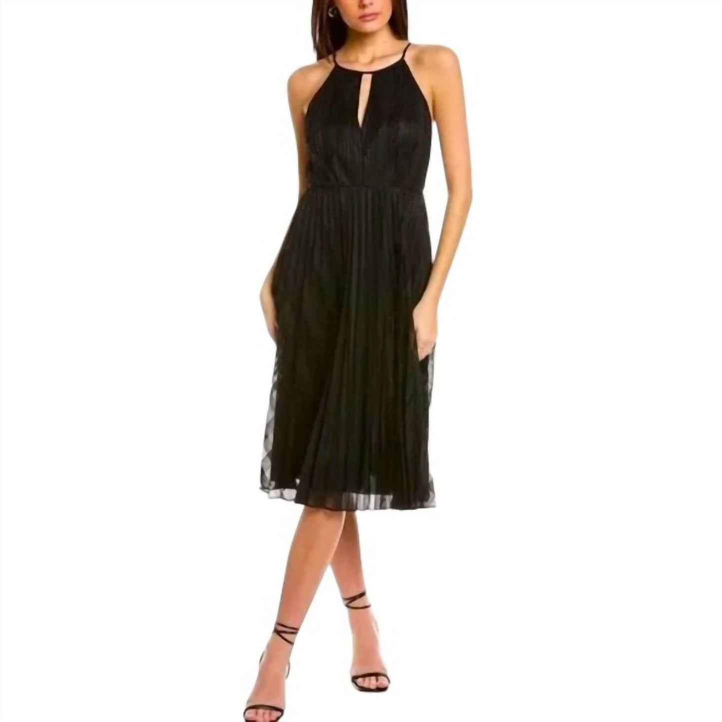 Theory - Pleated Lace Halter Midi Dress