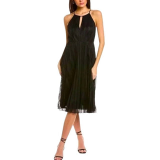 Theory - Pleated Lace Halter Midi Dress