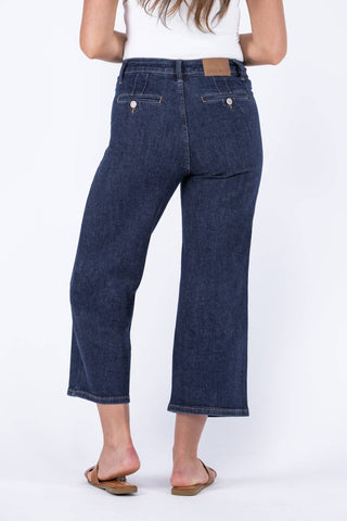 Judy Blue - Vintage Blues High-rise Tummy Control Crop Wide Leg Jeans