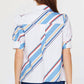 Current Air - Diagonal Stripe Split Neck Blouse