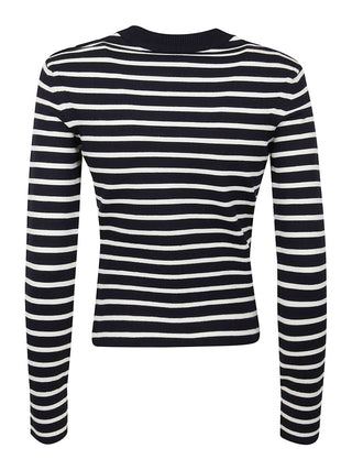 Alexander Mcqueen - Asymetric Embellished Stripped Wool Blend Sweater