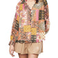 Entro - Daphne Patchwork Print Chiffon Long-sleeve Top