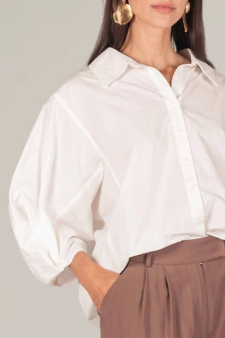 P.Cill - Poplin Balloon Sleeve Button Down Shirt