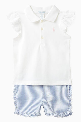 Polo Ralph Lauren - Girls Ruffle Sleeve Polo And Short Set