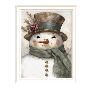 Trendy Decor 4U Old World Frosty The Snowman White Framed Wall Art by Jo Moulton