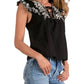 Elan - Jacklyn Flutter Sleeve Embroidered Top