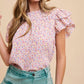 Anniewear - Ditsy Flower Printed Pleats Blouse