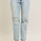 Trendsi - Judy Blue Full Size Mr Repair Stitch Detail Destroy Single Cuff Bf Jeans Plus Size