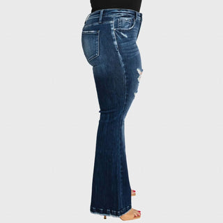 Petra153 - Hole-y Flare Jeans - Plus