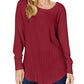Basic Bae - Chic Ribbed Round Neck Slit Tee