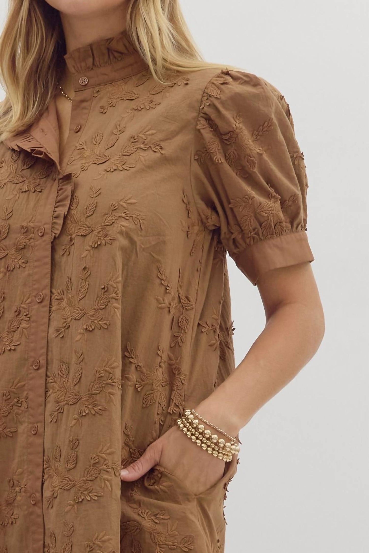 Entro - Graceful Blooms Embroidered Dress