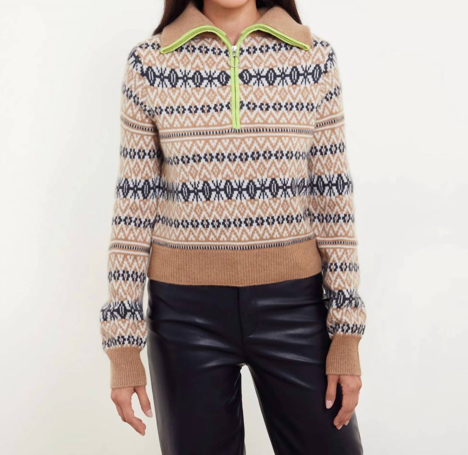 &Isla - Asher Fairisle Quarter Zip Sweater