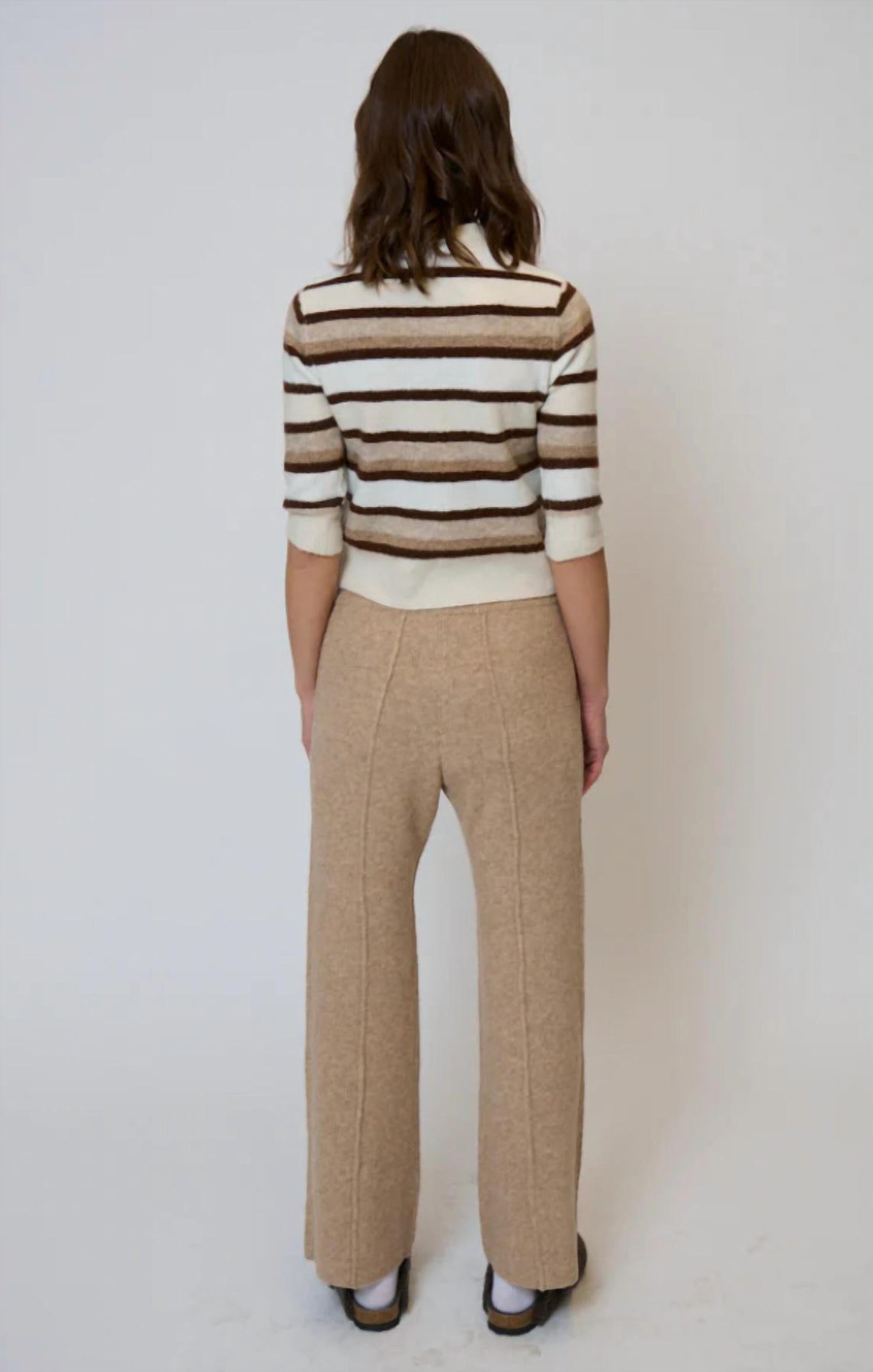 Central Park West - Ash Striped Half Sleeve Crew Sweater