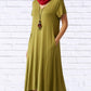 Kozan - Knit V-neck Short Sleeve Maxi Dress