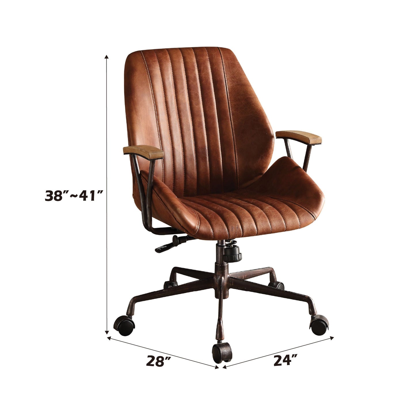 Brancaster Aluminum Top Grain Leather Office Chair - Coffee