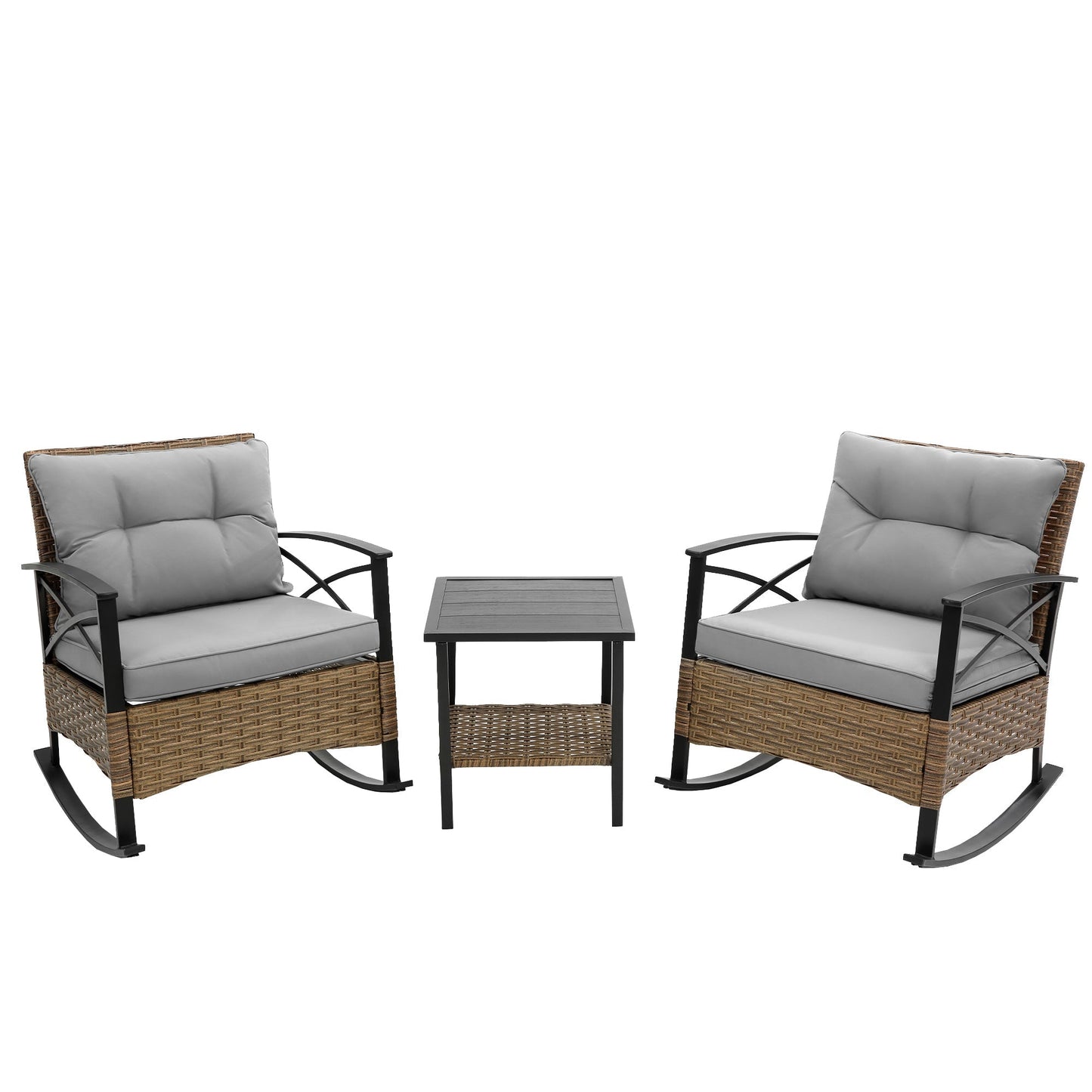 3pcs Rocking Rattan Set - Grey