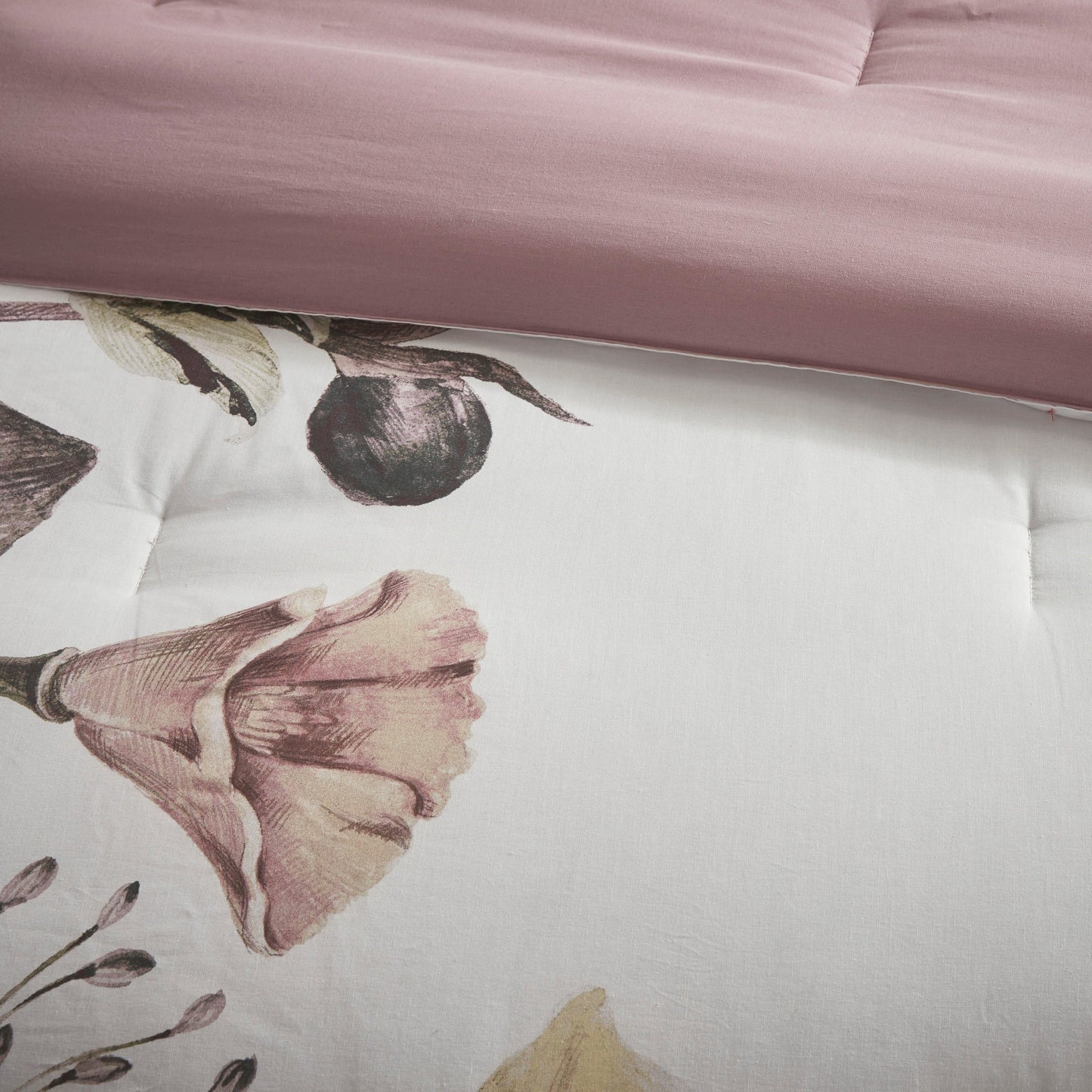 8 Piece Cotton Printed Comforter Set Blush King