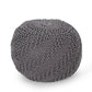 Hazel Modern Knitted Cotton Yarn Round Pouf - Dark Gray