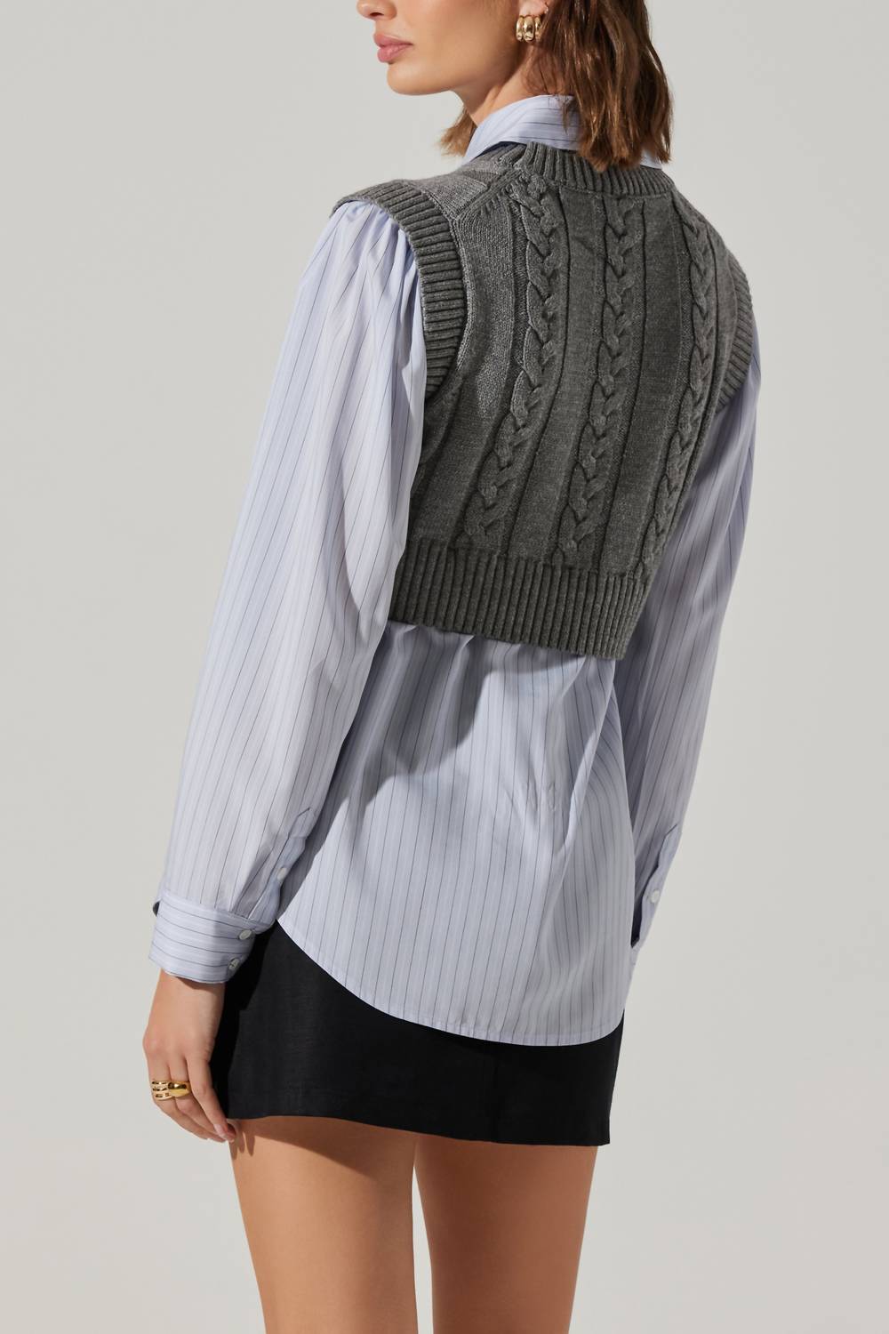 Astr - Flannery Layered Cable Combo Shirt