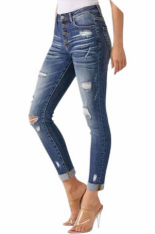 Curve Appeal - Distressed Skinny Jeans