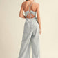 Miou Muse - Washed Cotton Halter Jumpsuit