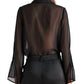 Steve Madden - Aurora Collar Ruffle Neck Long Sleeve Button Front Blouse