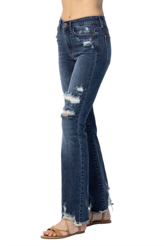 Judy Blue - MID RISE CONTRAST DESTROY SLIM BOOTCUT JEAN