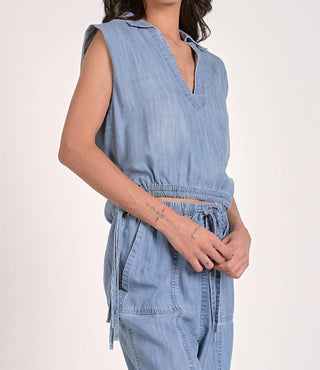 Elan - Chambray Cinch Waist Top
