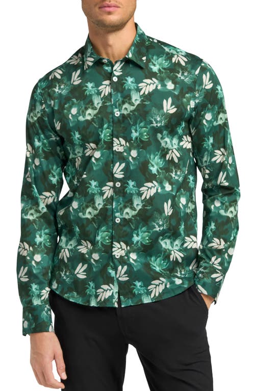 Good Man Brand OnPoint Stretch Button-Up Shirt - Green Floral
