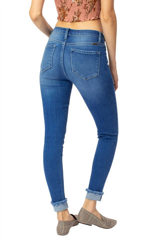 Kancan - Mid Rise Cuffed Ankle Skinny Jeans