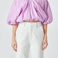 Endless Rose - Cropped V-neck Puff Sleeve Top