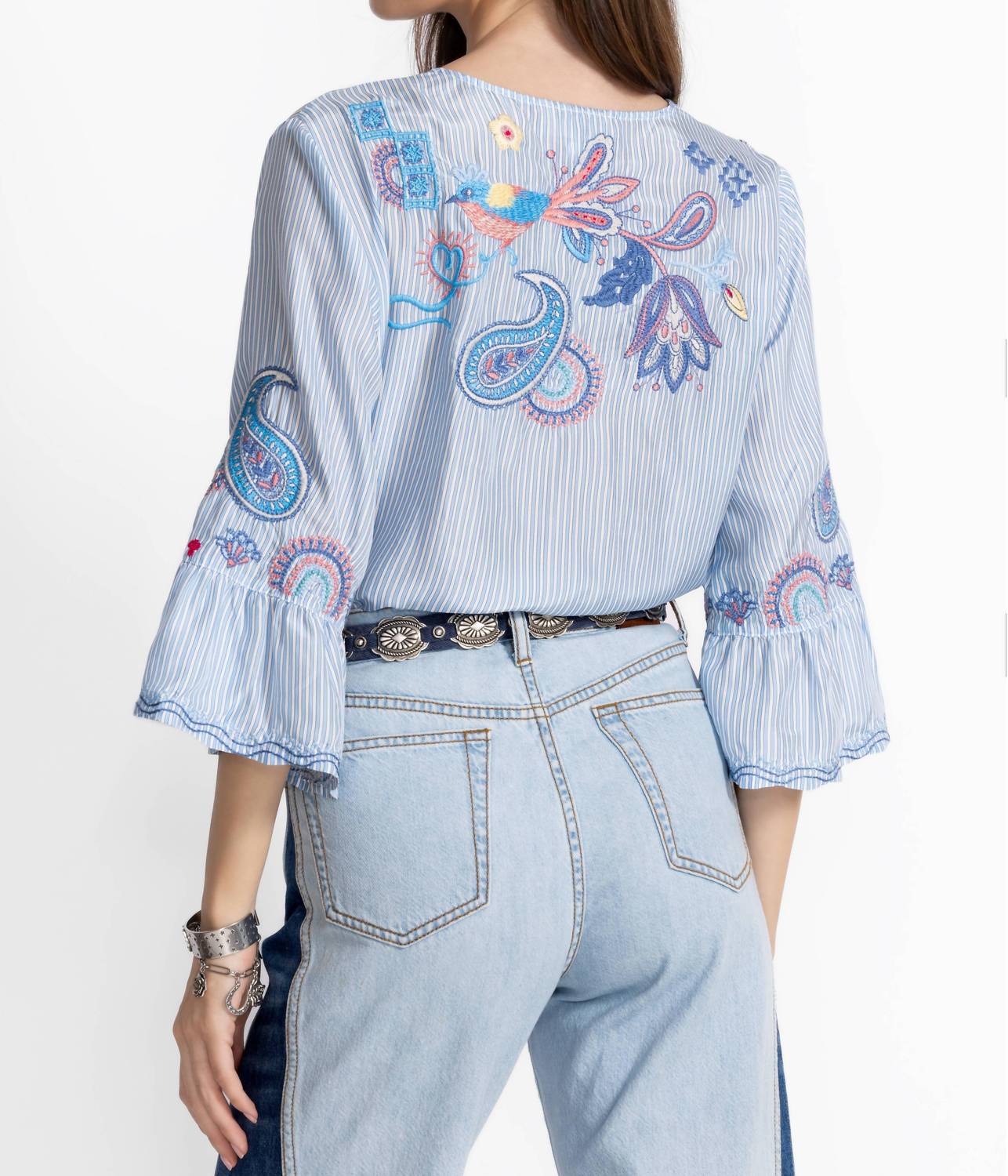 Johnny Was - Embroidered Ruffle Sleeve Blouse