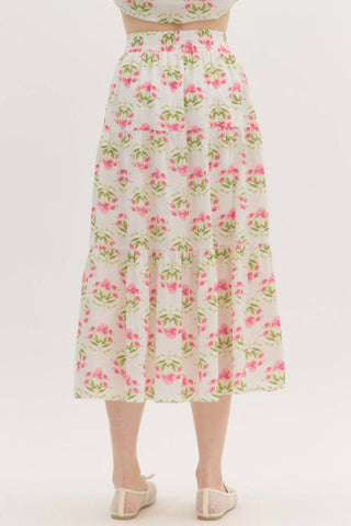 Entro - Floral Tiered Midi Skirt
