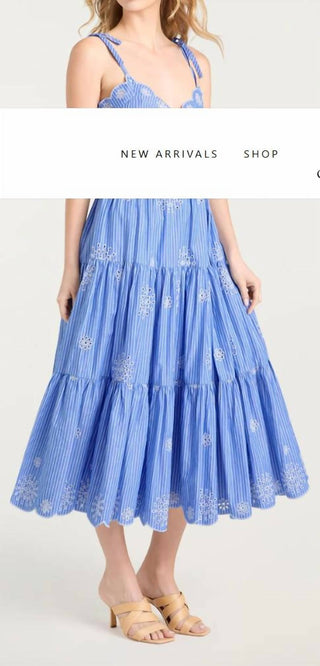 Cinq A Sept - Embroidered Stripe Darcey Dress