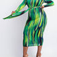 The Curve La - Plus Size Long Sleeve Midi Dress With Self-tie Belt