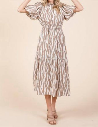 Geegee - Zebra Print Tiered Midi Dress