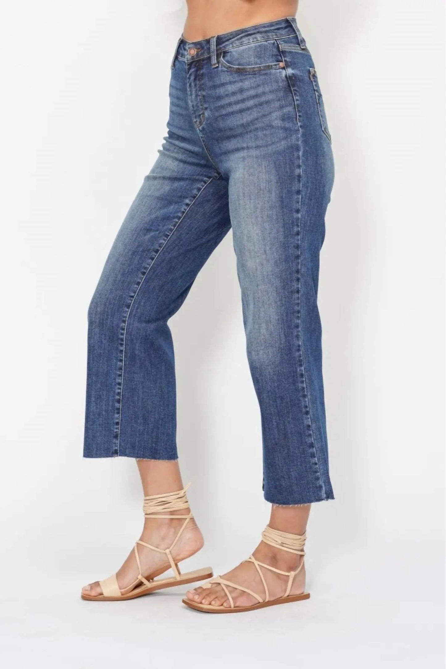 Judy Blue - High Waist Embroidery Crop Wide Leg Jean