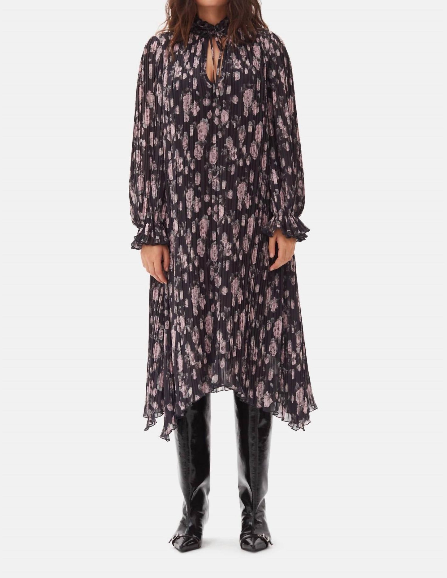 Ganni - Pleated Georgette Midi Dress