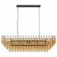 54-Inch Black Rectangular 12-Light Smoke Glass Chandelier