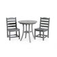 3 Piece Outdoor Dining Set, Round Patio Table With 2 Armless Chairs