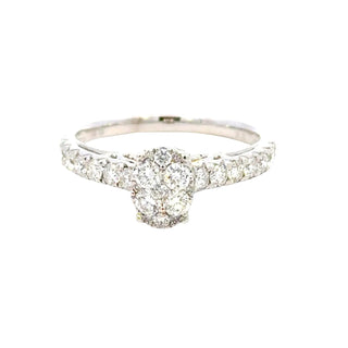 Aamiaa - 0.82 Carat Natural Diamond Cluster Engagement Ring - Size 6.5